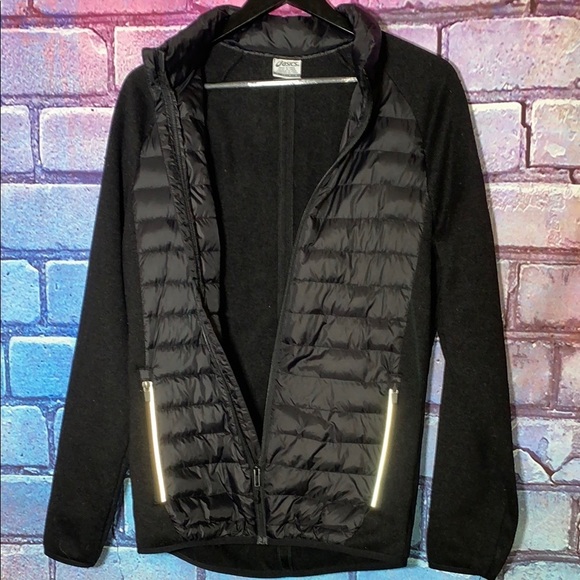 Asics Men's Puffer Jacket Small Black lightweight Full Zip - Picture 7 of 8